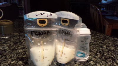 Packaged and labeled breast milk